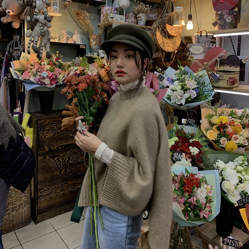 Lunivop barn jacket outfits Japanese Autumn and Winter Dual-Use Versatile Loose Sweater Korean Style Thick Needle Cape Mid-Length Sweater Shawl Waistcoat Tailored Jacket Straight Jacket A-Line Jacket