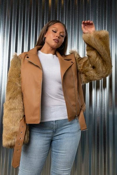 Nollie Faux Fur Jacket Satin Fabric Silk Fabric Chiffon Fabric