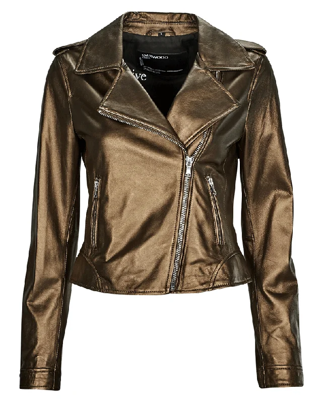Oakwood Clubmetal Gold Leather Jacket Ribbed Jacket Pleated Jacket Ruffled Jacket