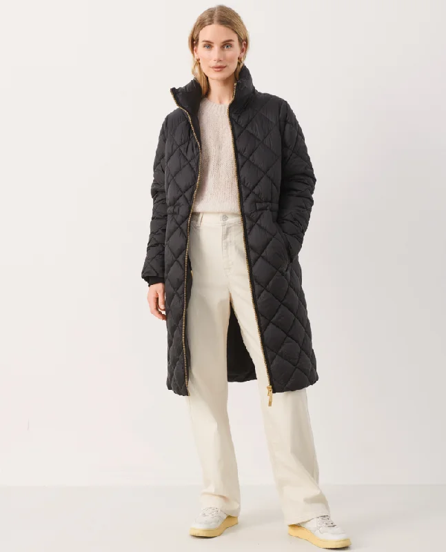 Part Two Chea Black Quilted Jacket Tiered Jacket Buttoned Jacket Zippered Jacket