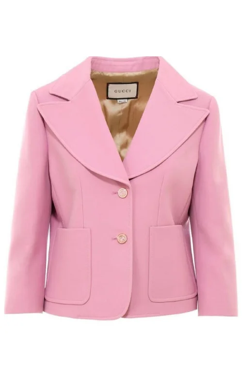 Pink Silk and Wool Blazer Jacket Faux Fur Fabric Real Fur Fabric Shearling Fabric