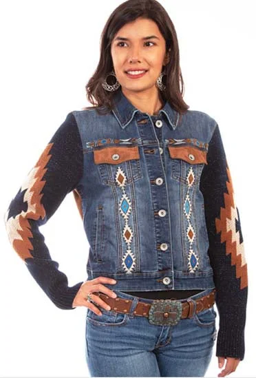 Scully Aztec Embroidered Jacket-Final Price Collared Jacket Crew Neck Jacket Turtle Neck Jacket