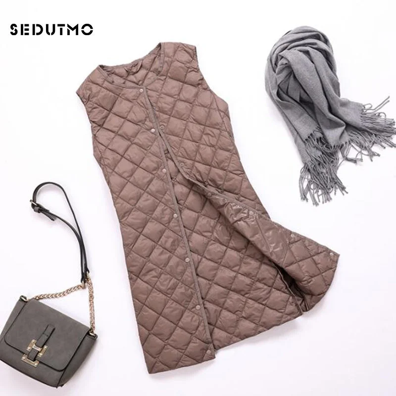 SEDUTMO Spring Plus Size 3XL Ultra Light Women Down Coat Long  Vest Autumn Puffer Jacket Waistcoat Slim Parkas ED759 Mesh Jacket Canvas Jacket Denim Jacket