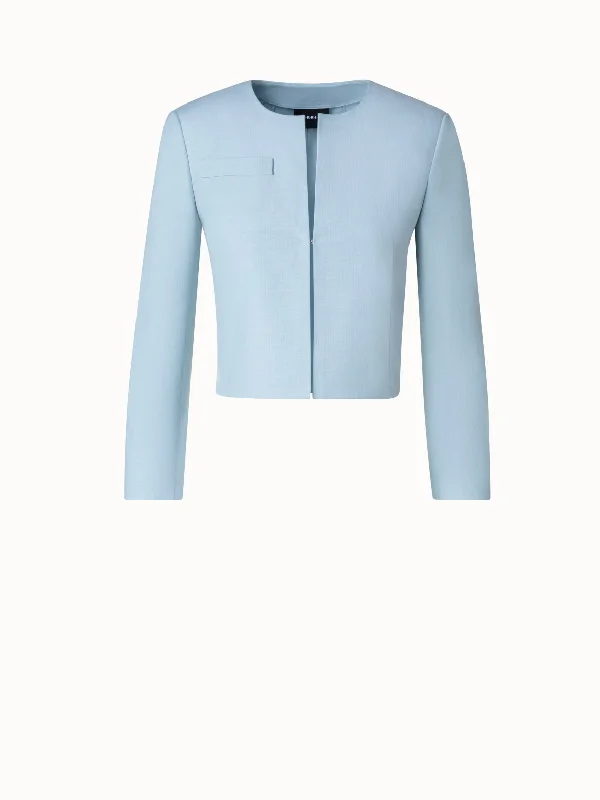 Short Double-Face Jacket in Cotton Silk Stretch Wool Jacket Cashmere Jacket Tweed Jacket