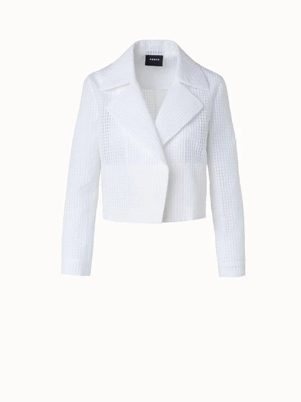 Short Jacket in Semi-Sheer Organza Denim Jacket Leather Jacket Suede Jacket