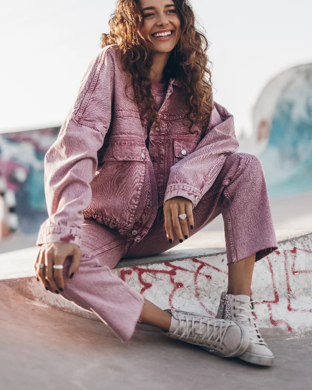 The Pink Faded Denim Jacket Jacket Blazer Coat