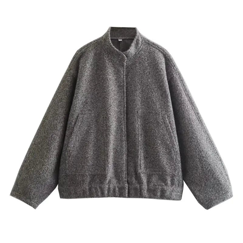 Women's Jackets With Buttons Flight Suits Grey Long Sleeve Coat Lady Warm With Pockets Outwear Jackets 2023 Spring Winter New Knit Jacket Woven Jacket Fleece Jacket