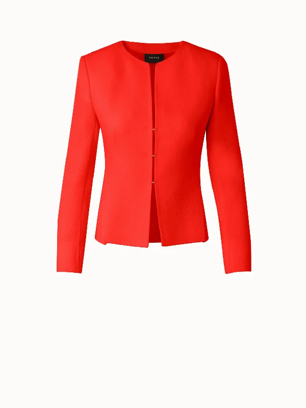 Wool Crêpe Double-Face Short Jacket Striped Jacket Polka Dot Jacket Floral Jacket