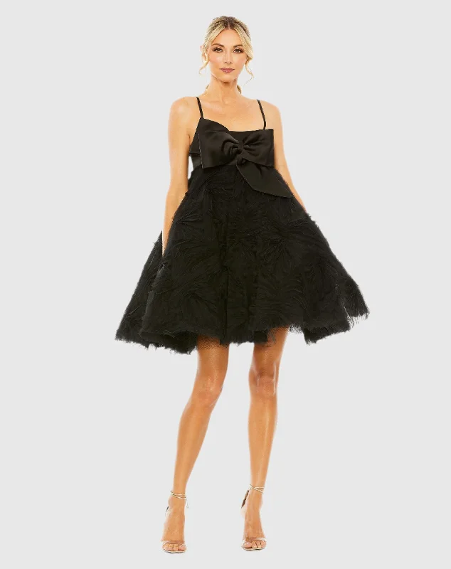 Bow Front Tulle Mini Dress Trendy Mini Dress with Belt
