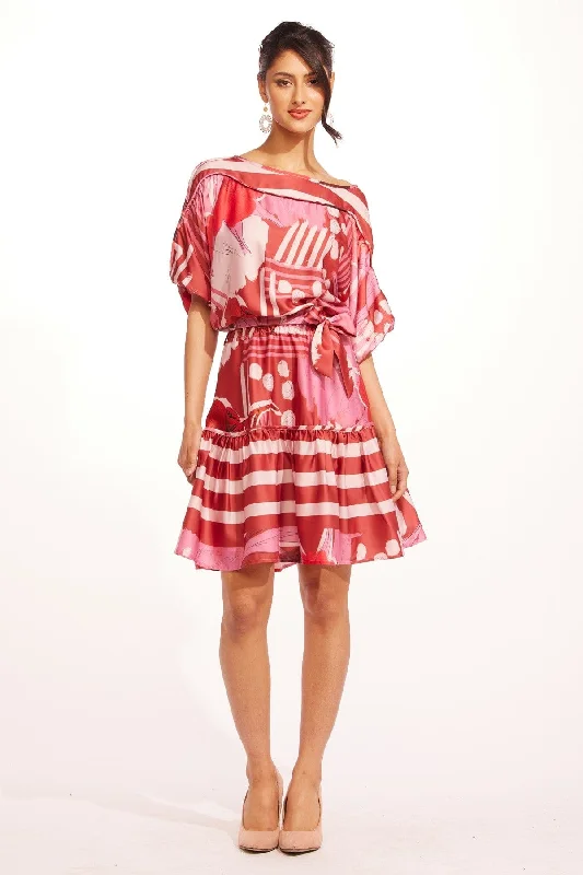Andrea Mini Dress - Tulipa Trendy Mini Dress with Belt