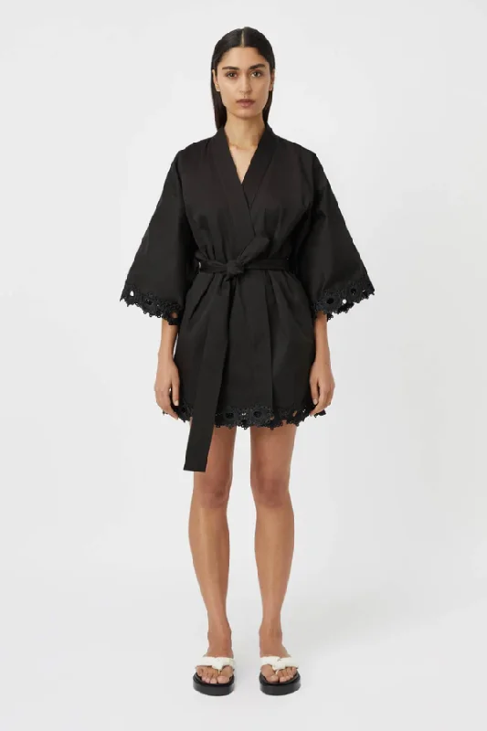 Marina Robe Mini Dress Black Stylish Sweetheart Mini Dress