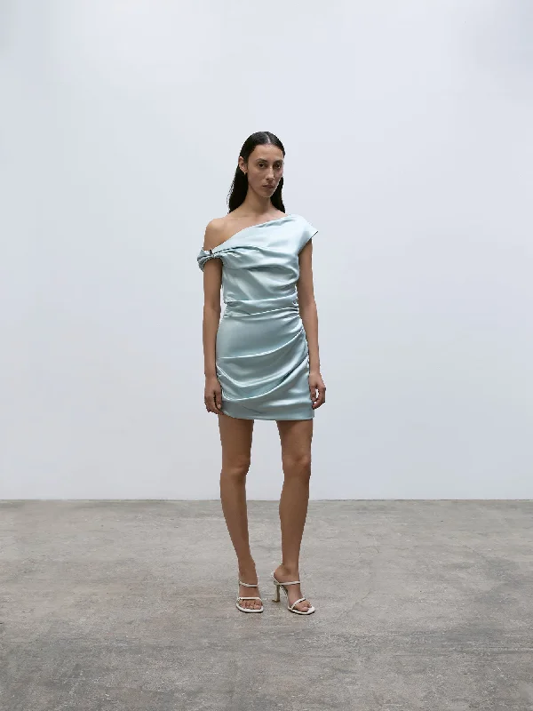 Claw Remmy Mini Dress | Mineral Blue Comfortable Linen Mini Dress