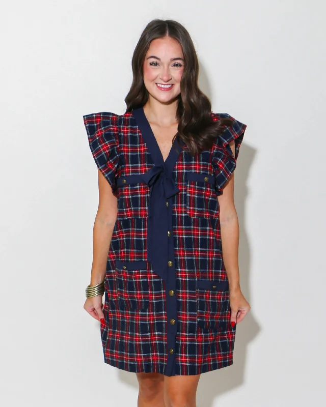Plaid Print Mini Dress Stylish Spaghetti Strap Mini Dress