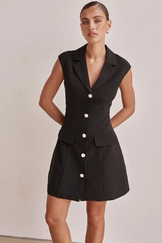 Dakoda Mini Dress (Black) Elegant Vintage Mini Dress