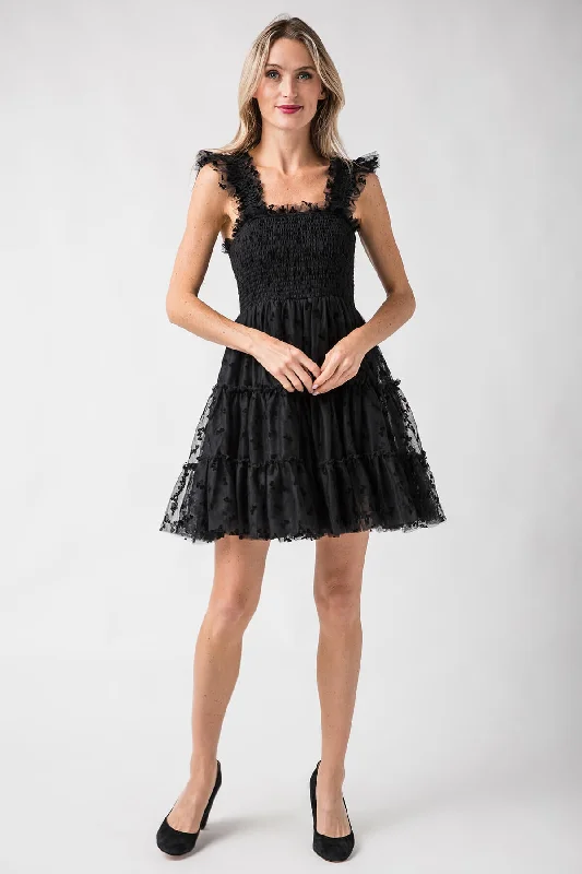 En Saison Casey Flutter Mini Dress Chic Puff Sleeve Mini Dress