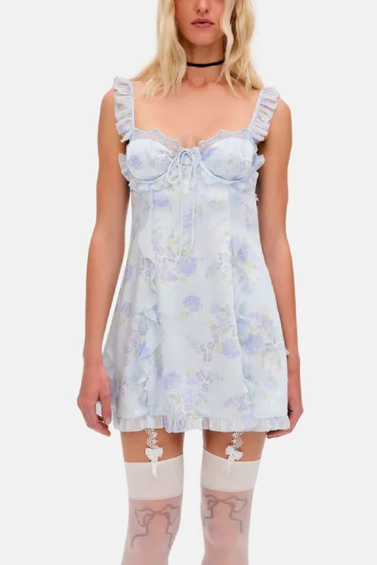 Marisa Mini Dress Blue Trendy Button-Detail Mini Dress