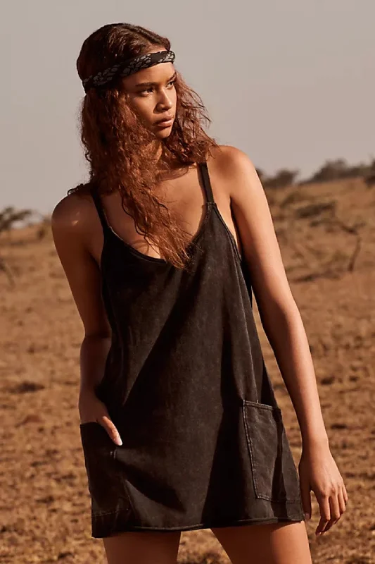 Free People: Hot Shot Mini Dress in Black Casual High-Waist Mini Dress
