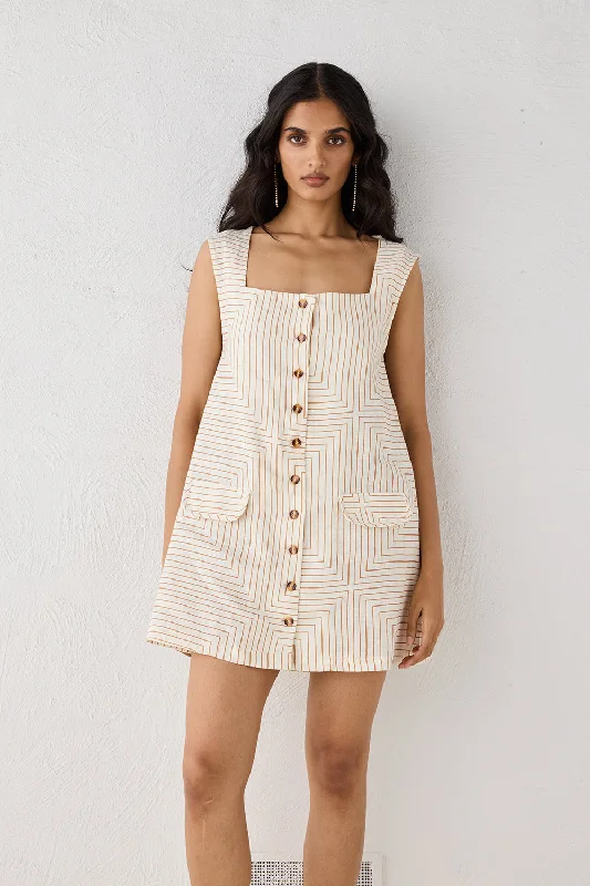 Heidi Linen Mini Dress Juno Fashionable Button-Front Mini Dress