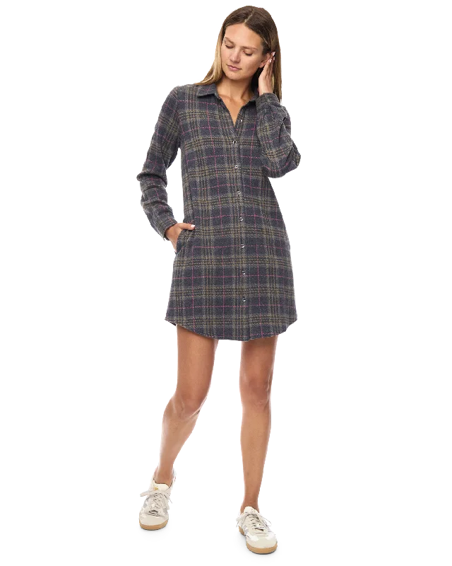 HERO STRETCH FLANNEL MINI DRESS Elegant Off-Shoulder Dress Mini