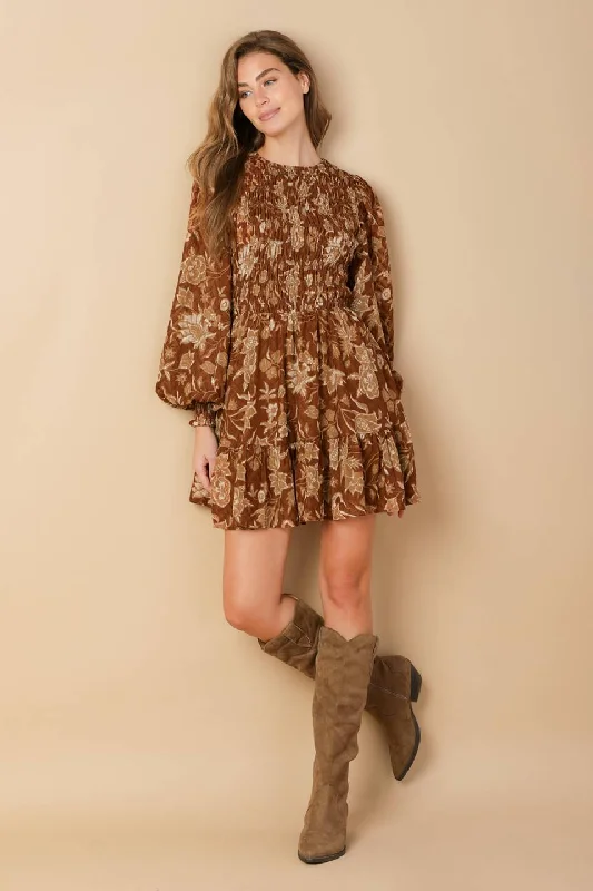 SWEET REMINISCENCE WOVEN MINI DRESS Stylish Floral Print Mini Dress