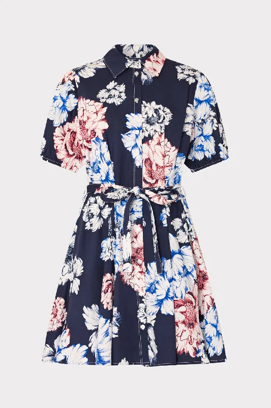 Juni Printed Poplin Mini Dress Trendy Cut-Out Mini Dress