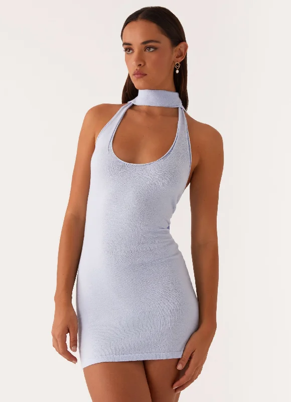 Katie Knit Mini Dress - Blue Stylish Sweetheart Mini Dress