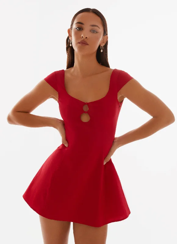 Kinley Mini Dress - Red Classic Floral Print Mini Dress