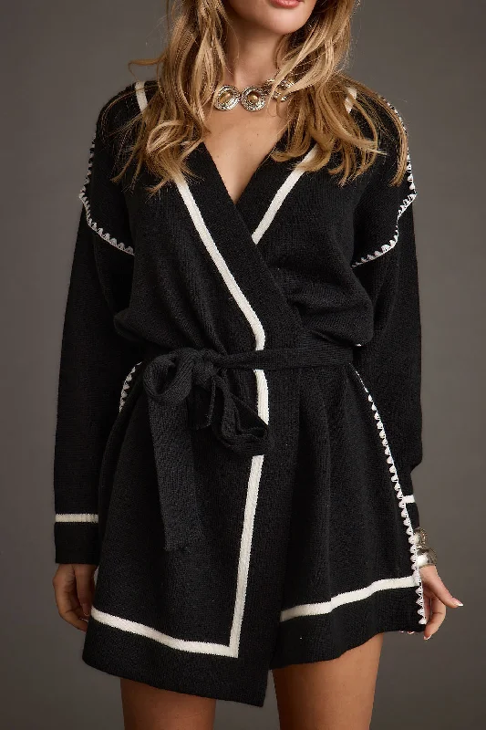 Outlaw Black Wrap Sweater Mini Dress Trendy Floral Mini Dress