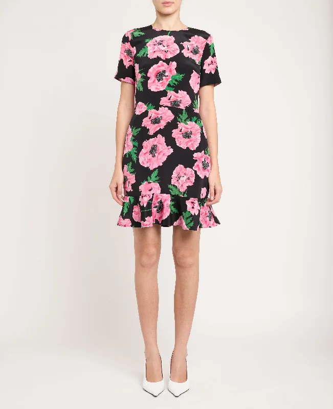 Iconic Poppy Print Mini Dress Stylish Plaid Mini Dress