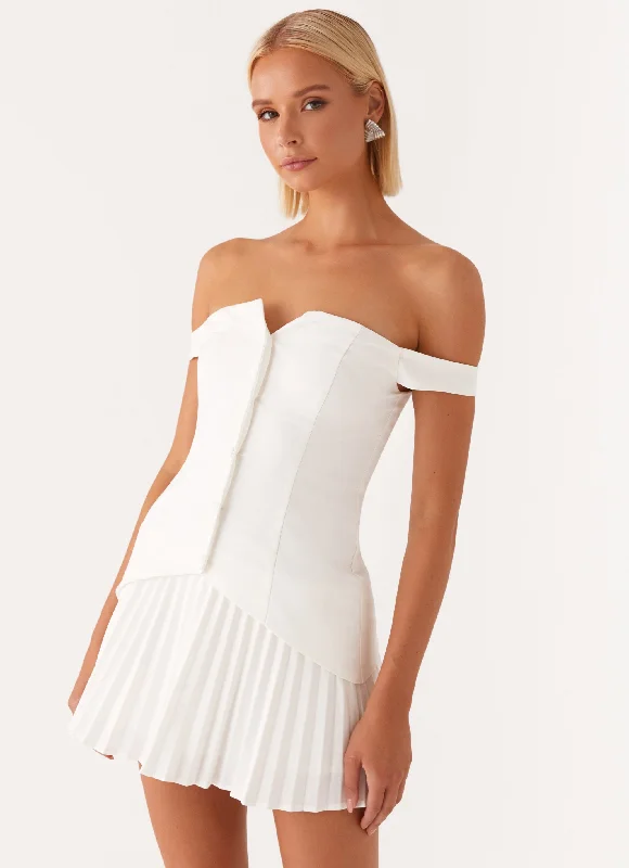 Twisted Skies Off Shoulder Mini Dress - Off White Chic Bohemian Mini Dress