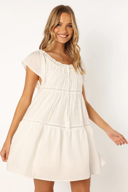Ulla Mini Dress - White Comfortable Ruffle Mini Dress