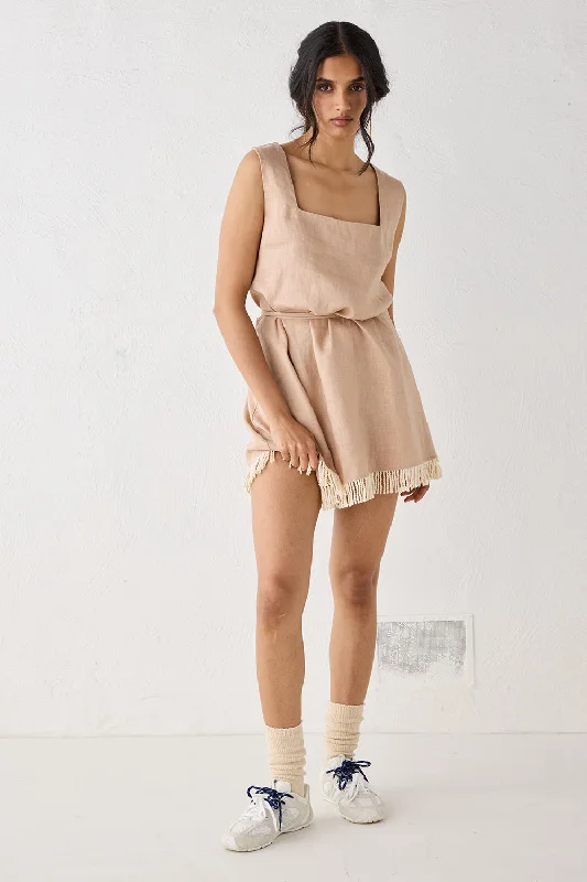 Verve Linen Mini Dress Blush Elegant Silk Mini Dress