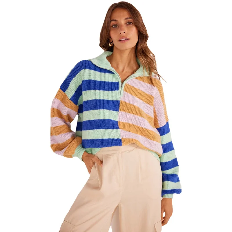 Astrid Quarter Zip Jumper - Womens Notch Collar Peter Pan Collar Cowl Neck