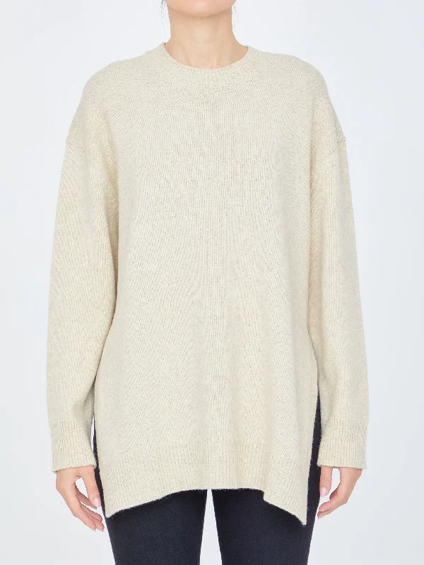 Beige Wool Jumper Lace Blend Ribbed Blend Corduroy Blend