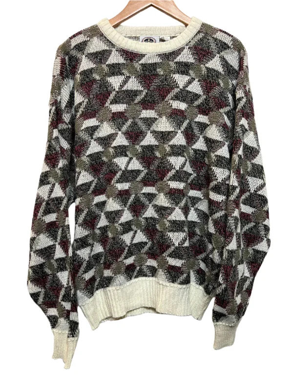 Brittany Bay Women's Brown Knitted Jumper (Size XL) Herringbone Houndstooth Plaid