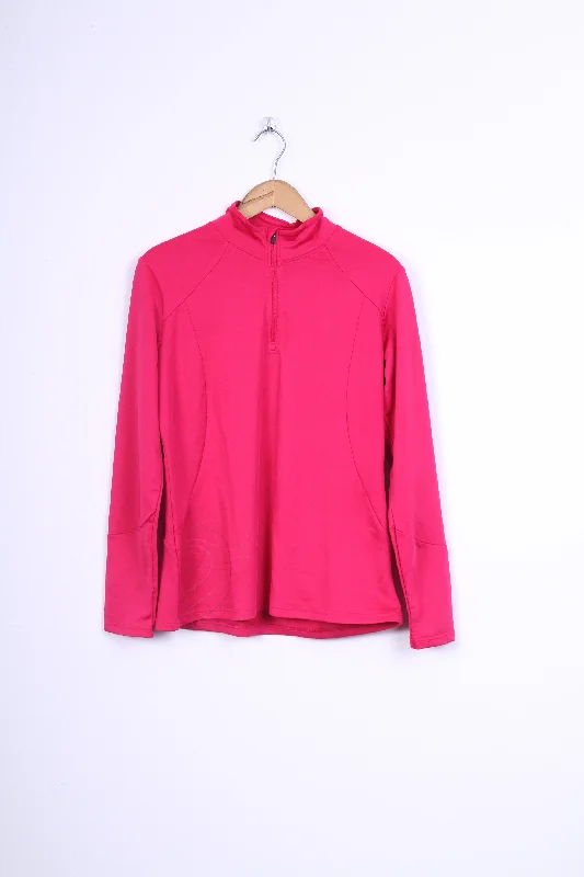 Crivit Sport Womens L 18/20 Jumper Zip Neck Pink Nylon Fabric Polyester Fabric Spandex Fabric