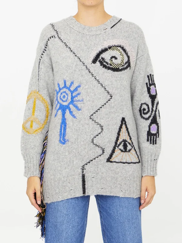 Folk Embroidery Jumper Layered Multi-layer Single Layer