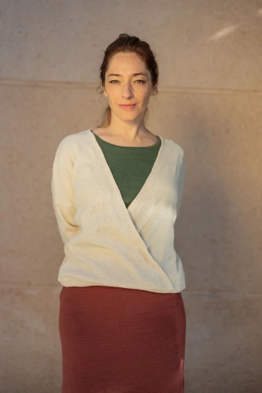 Knitted Jumper Faye - Jacquard Oat Machine Wash Dry Clean Hand Wash
