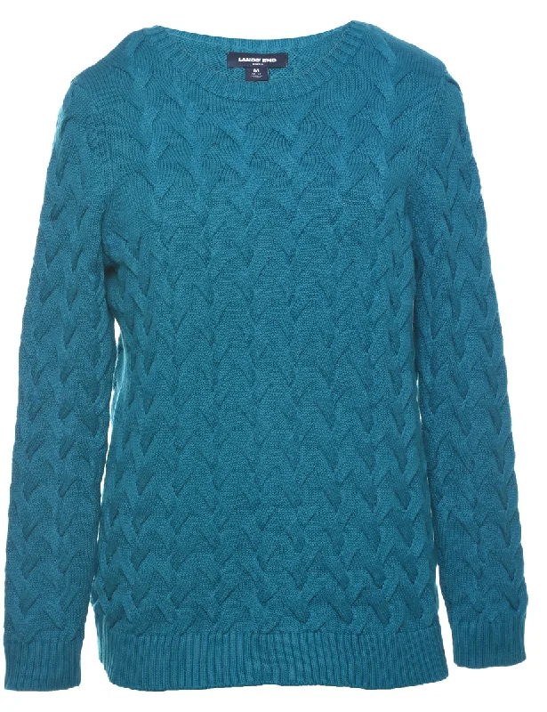 Land's End Cable Knit Jumper - M Sweater Knitwear Pullover