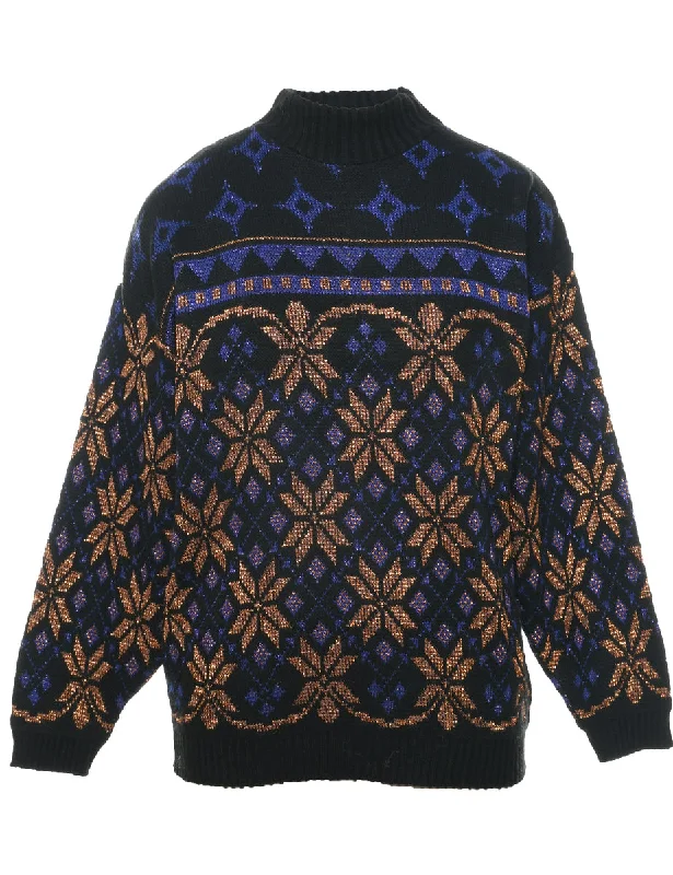 Nordic Black Jumper - M Boxy Sweater Fitted Sweater A-Line