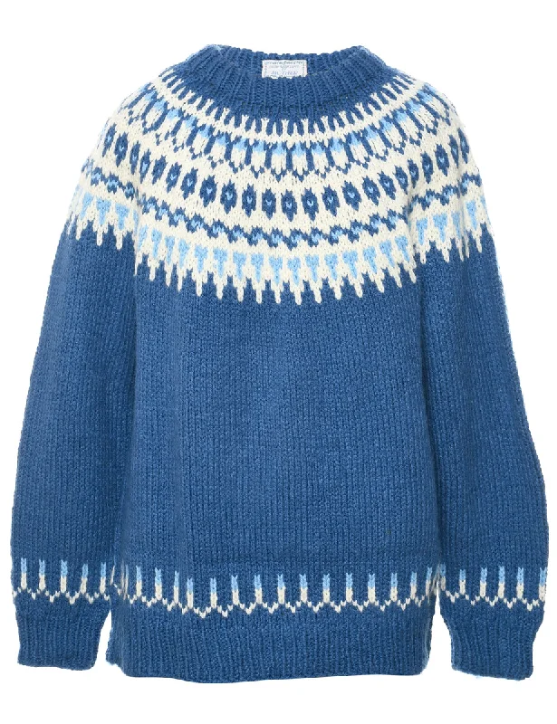 Nordic Blue Jumper - XL Mesh Fabric Canvas Fabric Denim Fabric