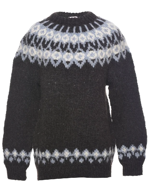 Nordic Dark Brown Jumper - M Cashmere Blend Cotton Blend Poly Blend