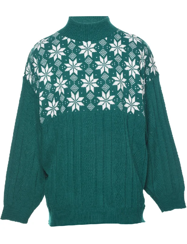 Nordic Green Jumper - M Stylish Fashionable Trendy