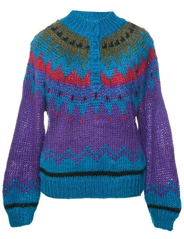 Nordic Jumper - M Cable Knit Ribbed Knit Lace Knit