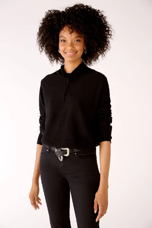 Oui 77984 Black Keiko Jumper Herringbone Houndstooth Plaid