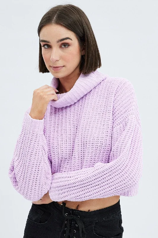 Pink Knit Jumper Turtle Neck Chenille Oversized Loose Flowy