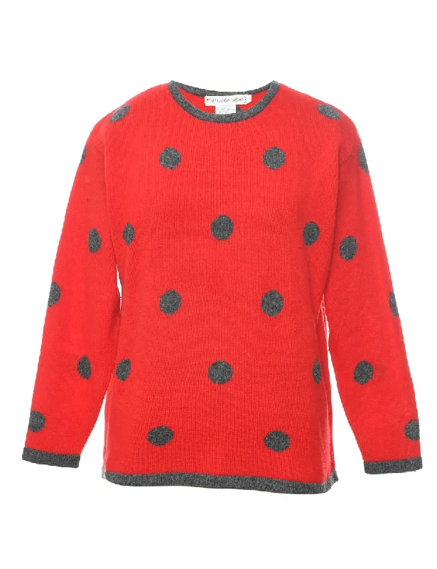 Polka Dot  Jumper - L Beaded Sweater Sequined Faux Fur