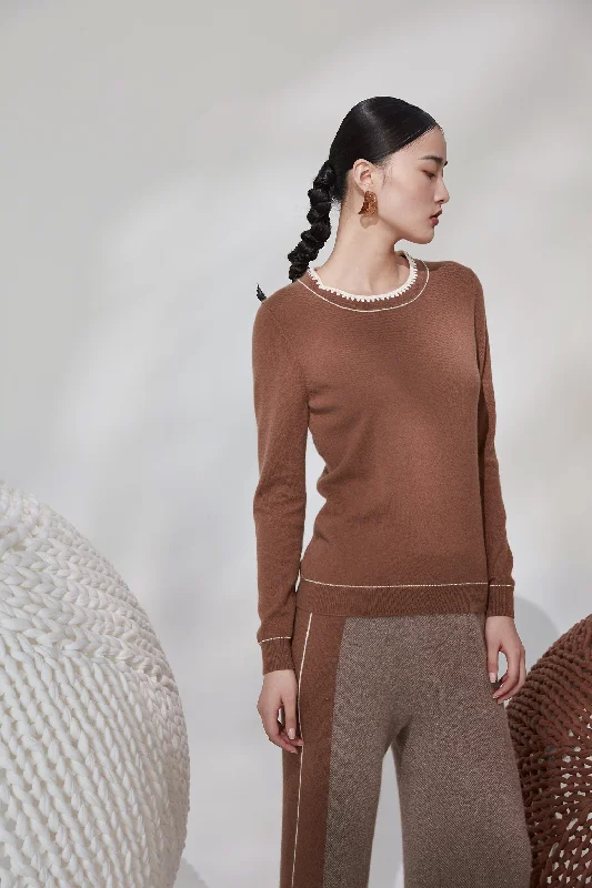 Round neck 100% cashmere jumper Cashmere Blend Cotton Blend Poly Blend