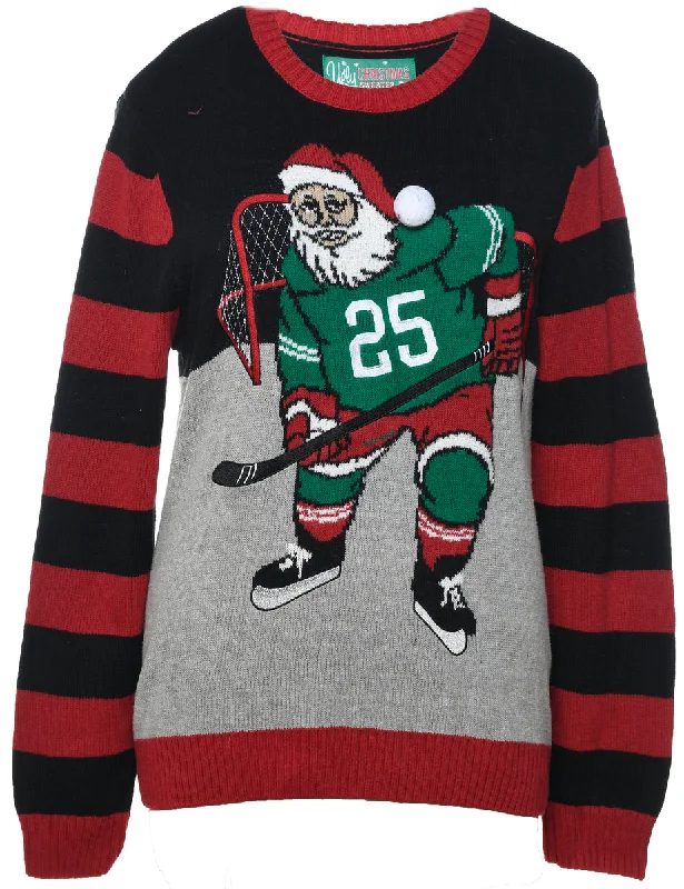 Santa Claus Christmas Jumper - M Collared Crew Neck Turtle Neck