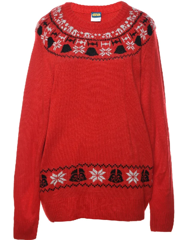 Star Wars Red Nordic Jumper - L Silk Blend Satin Velvet